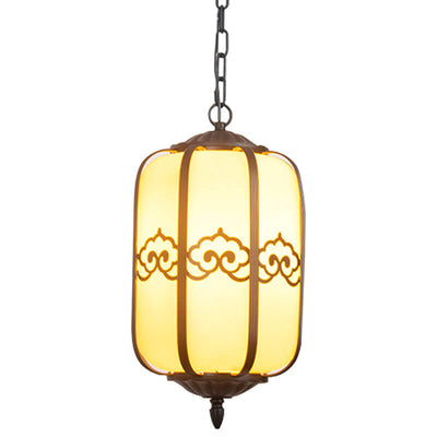 Modern Chinese Marble Lantern Outdoor Waterproof 1-Light Pendant Light