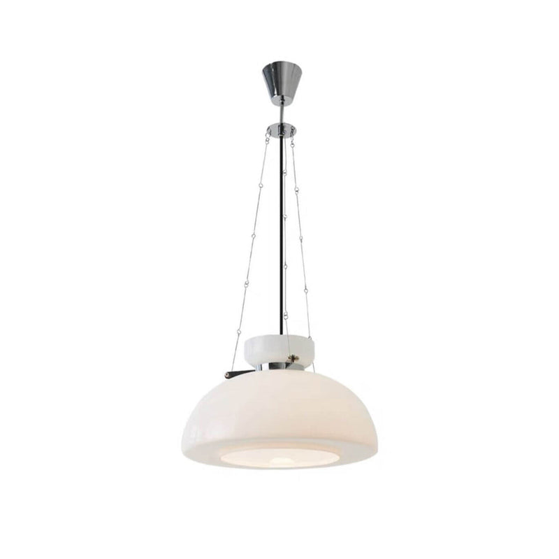 Nordic Simple Milky White Glass Hemispherical 1-Light Pendant Light