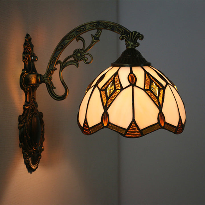 Applique Murale Tiffany Vintage Baroque Géométrique Bol 1 Lumière 
