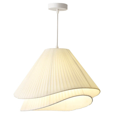 French Minimalist Cream Fabric Grass Skirt  3-Light Chandelier