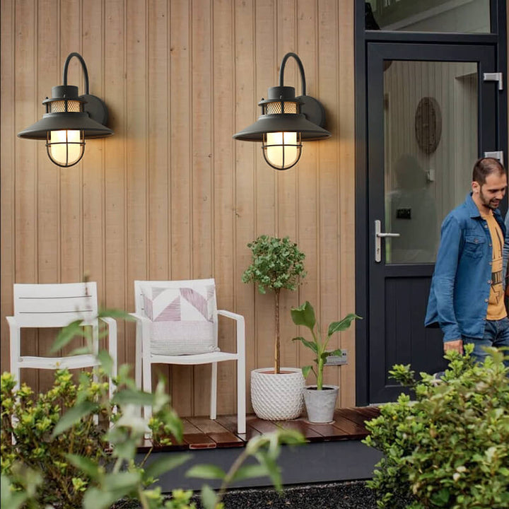 Lámpara Aplique de Pared para Exterior de 1 Luz con Cuerpo de Hierro Impermeable 