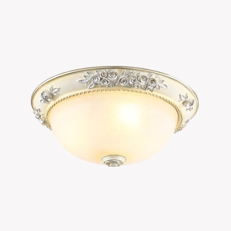 European Simple Iron Round Glass Lampshade 2/3-Light Flush Mount Ceiling Light