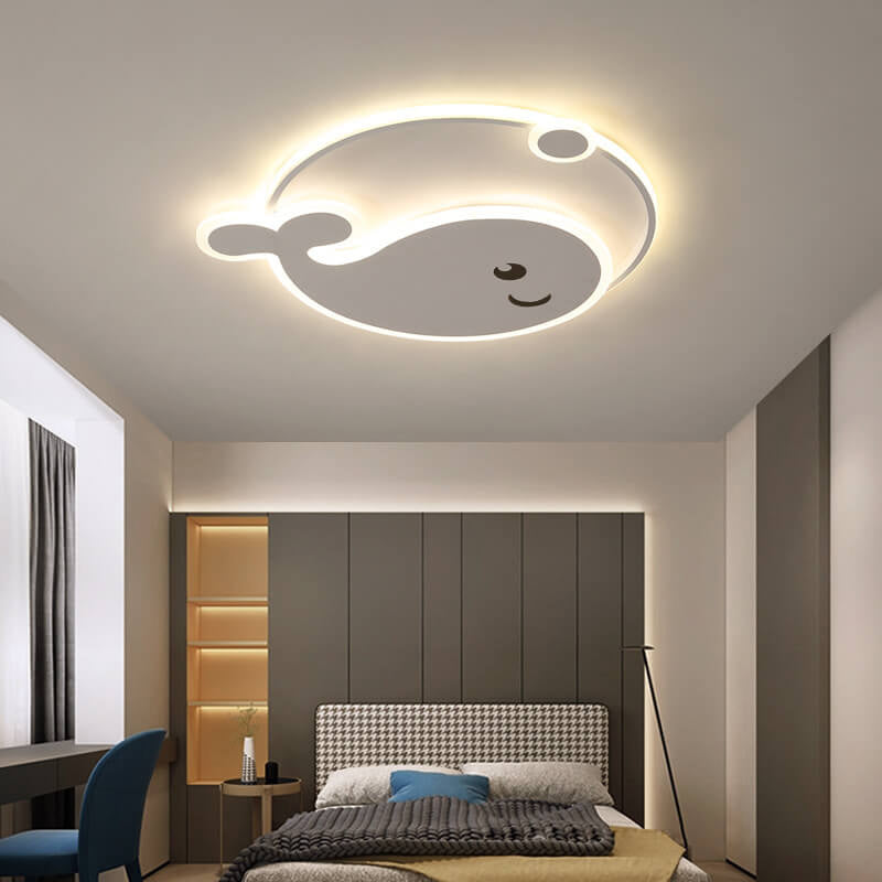 Creative Cartoon Dolphin Moon LED Kids Flush Mount Ceiling Light