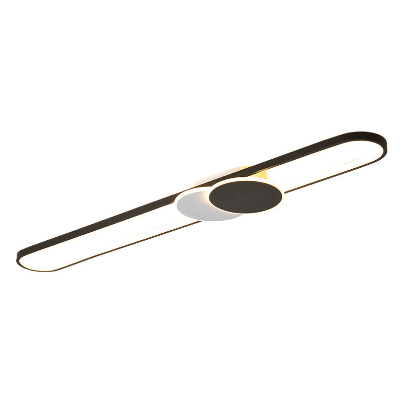Minimalistisches Langstab-Doppelkreis-Dekor-Design LED-Deckenleuchte 