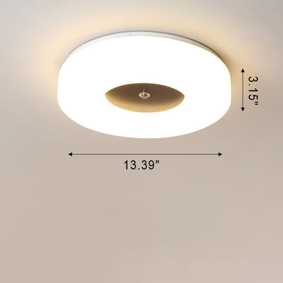 Minimalist Chinese Walnut Round Acrylic LED Flush Mount Ceiling Light