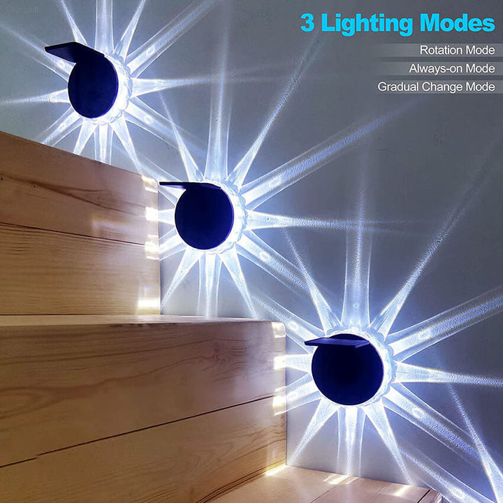 Modern Minimalist Solar Outdoor Petal Round ABS Acrylic LED Garden Fence Wall Sconce Lamp