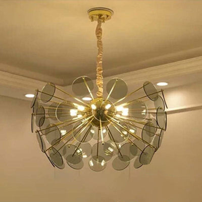 Contemporary Creative Orb Round Piece Iron Glass 8-Light Chandelier For Living Room