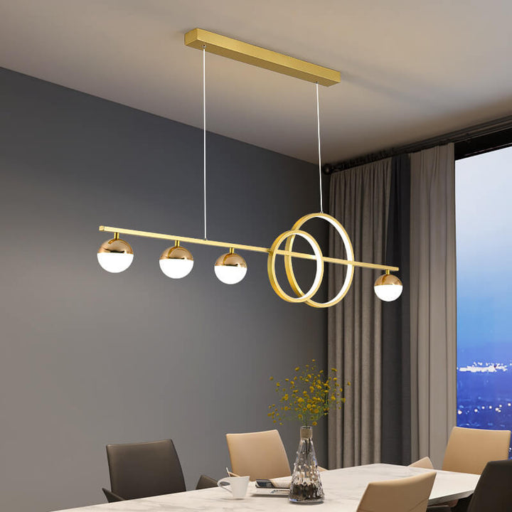 Chandelier LED de design moderne et luxueux avec globe rond et long pour îlot 