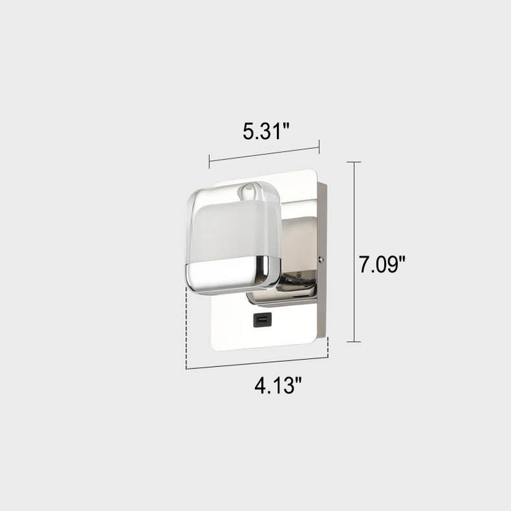 Lampe murale LED carrée en acrylique simple et moderne en acier inoxydable 