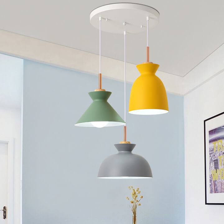 Lámpara de Araña de Metal con 3 Luces Macaron Nórdico 