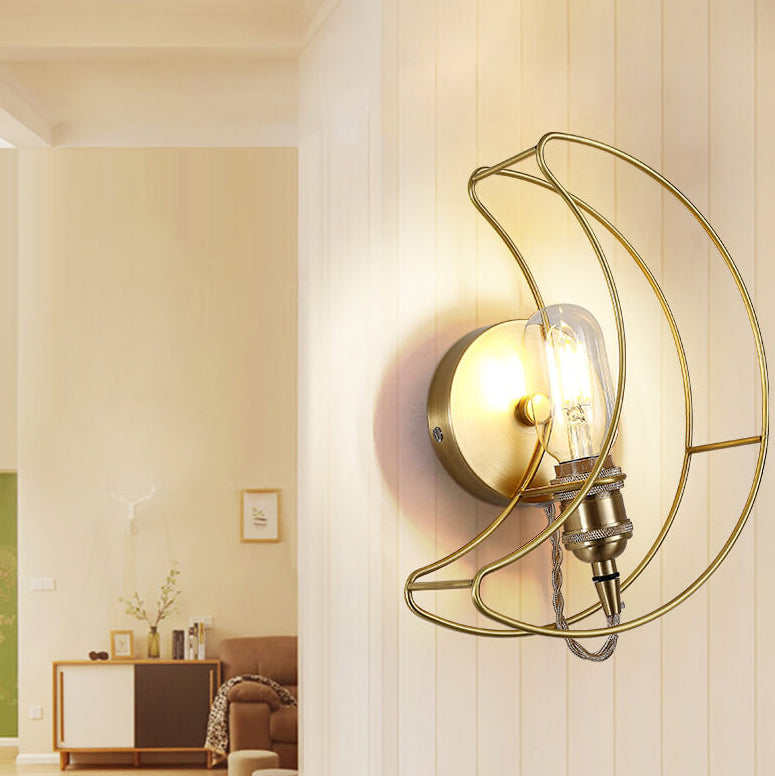 Nordic Creative Golden Moon Iron 1-Light Wall Sconce Lamp