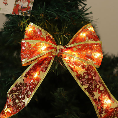 Lumières LED de Noël en fil de cuivre Rubans lumineux Nœud papillon Rubans lumineux Guirlande Accessoires Lumières décoratives 