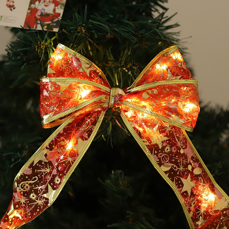 Lumières LED de Noël en fil de cuivre Rubans lumineux Nœud papillon Rubans lumineux Guirlande Accessoires Lumières décoratives 