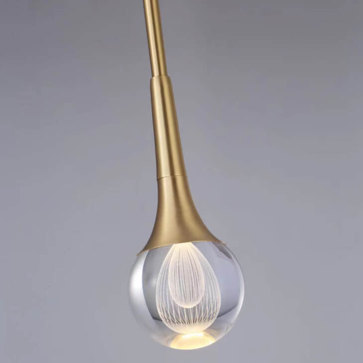 Moderne Luxus Glas Tropfen Messing LED Pendelleuchte 