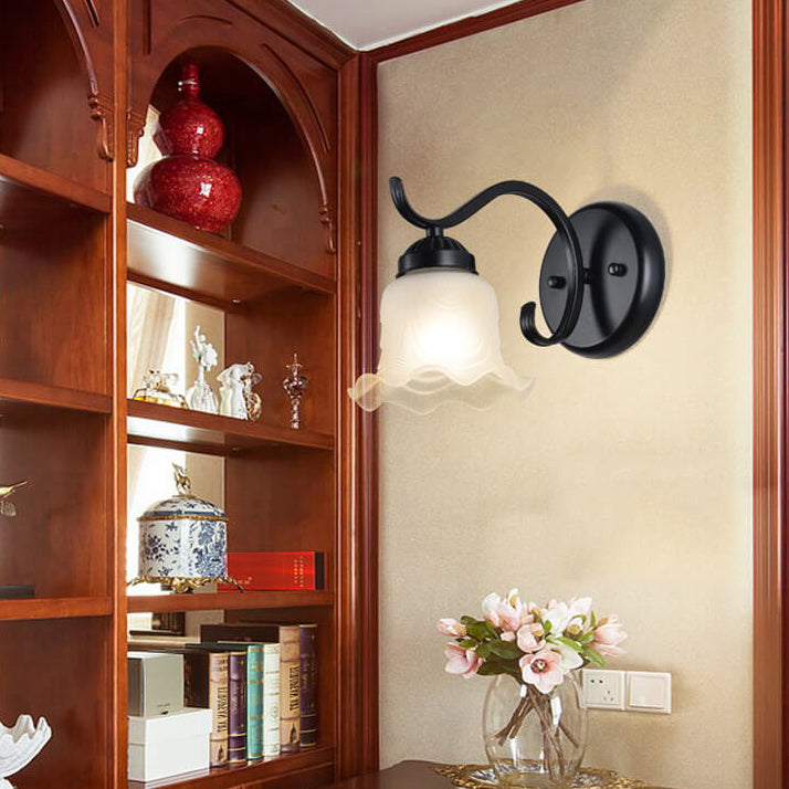 Contemporary Retro Rustic Iron Glass 1-Light Wall Sconce Lamp