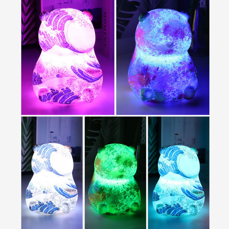 Lámpara de mesa LED con control remoto por toque, recargable por USB, moderna y creativa con forma de panda 