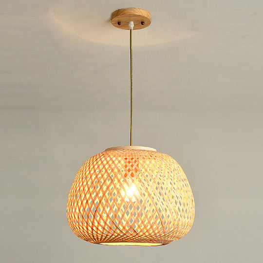 Modern Spiral Bamboo Weaving 1-Light Pendant Light