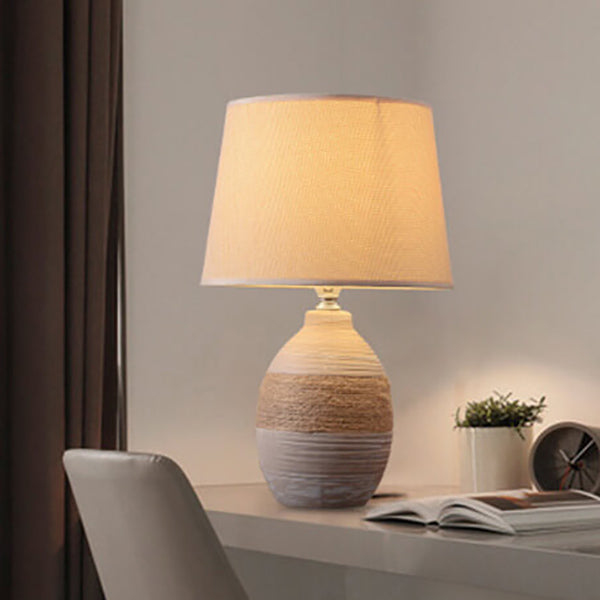 European Style Twine Fabric Ceramic Base 1-Light Table Lamp