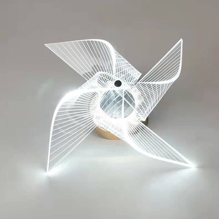 Applique murale LED en acrylique et aluminium de luxe moderne en forme de moulin à vent 