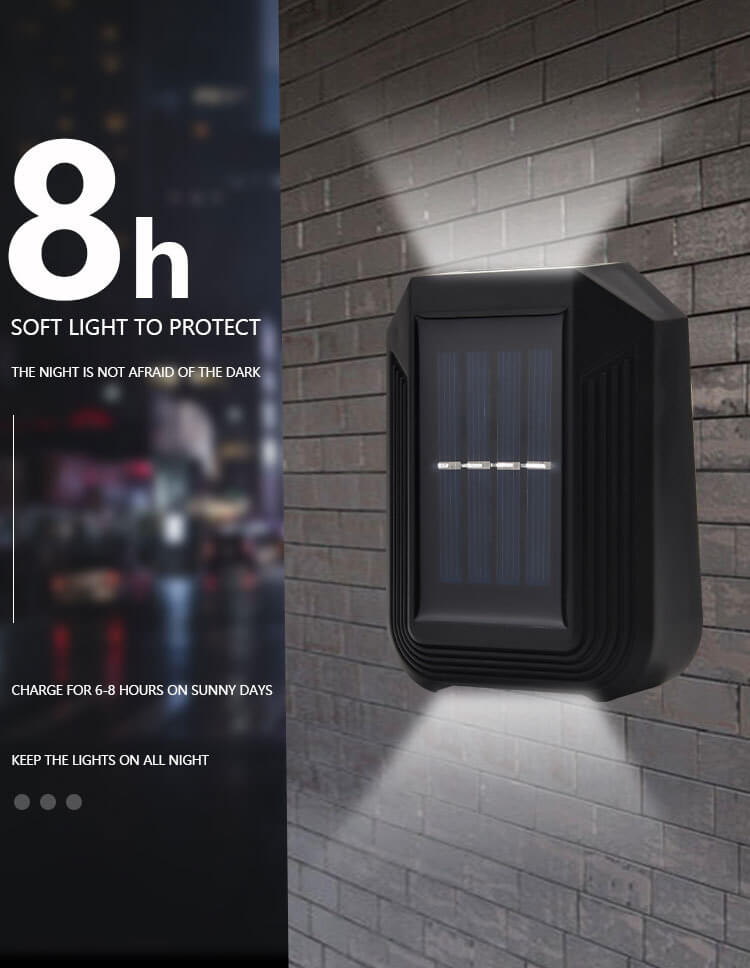 Modern Minimalist Rectangular Plastic LED Solar Outdoor Waterproof Wall Sconce Lamp For Outdoor