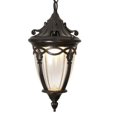 European Vintage Oval Lantern Maple Leaf Outdoor 1-Light Pendant Light