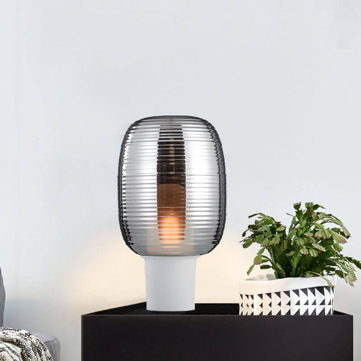 Lampe de table moderne minimaliste à rayures ovales en verre à 1 lumière 