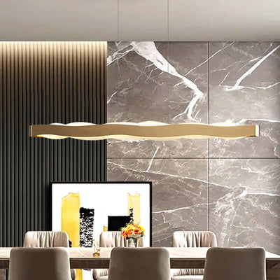 Modern Luxury Stainless Steel Long Bar Acrylic LED Chandelier