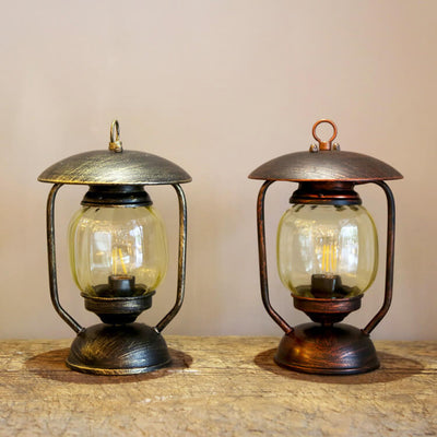 Lampe de table en verre à 1 lumière en fer forgé rétro européen 