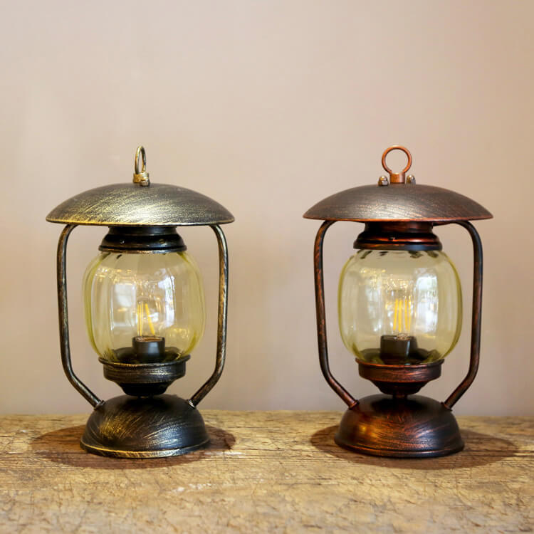 Lampe de table en verre à 1 lumière en fer forgé rétro européen 