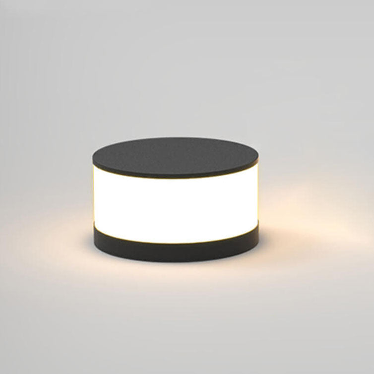 Modern Minimalist Solar Outdoor Round Column Post Head LED Waterproof Landscape Light for Garden