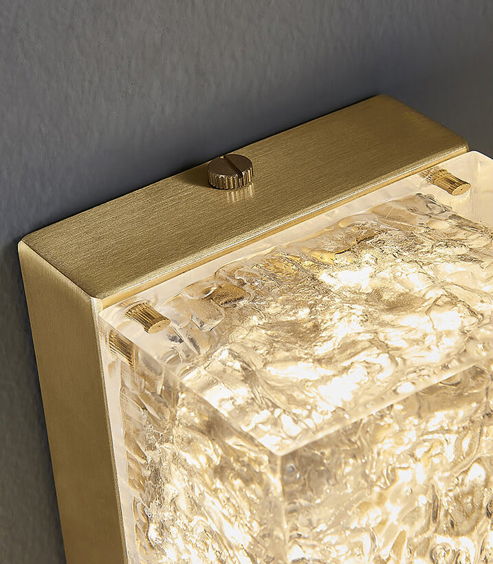 Modern Luxury Brass Clear Resin Rectangular LED Wall Sconce Lamp