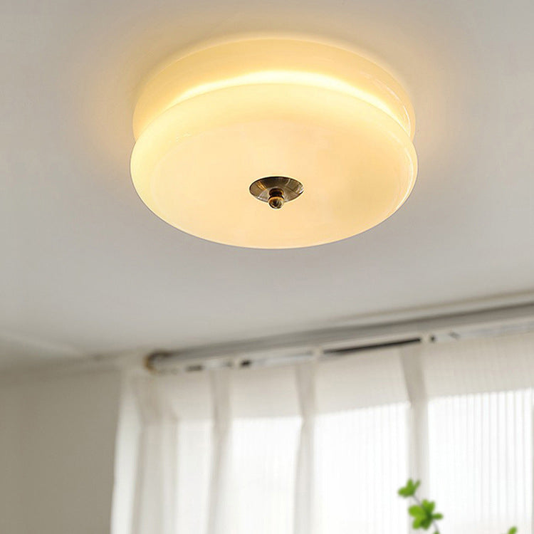 Plafonnier LED avec abat-jour en verre cylindrique de simplicité moderne pour salon 