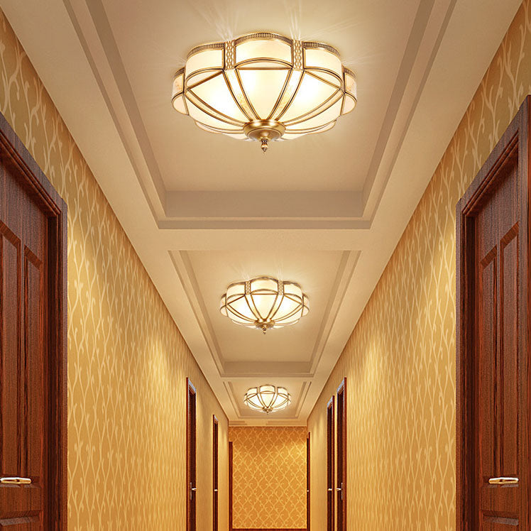 European Light Luxury Floral Copper Glass 3/4/6-Licht Unterputzbeleuchtung