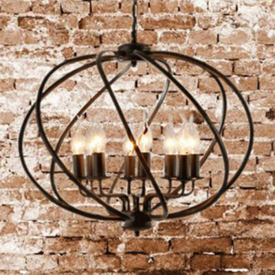 Retro Industrial Iron Candle Design 8-Light Chandelier