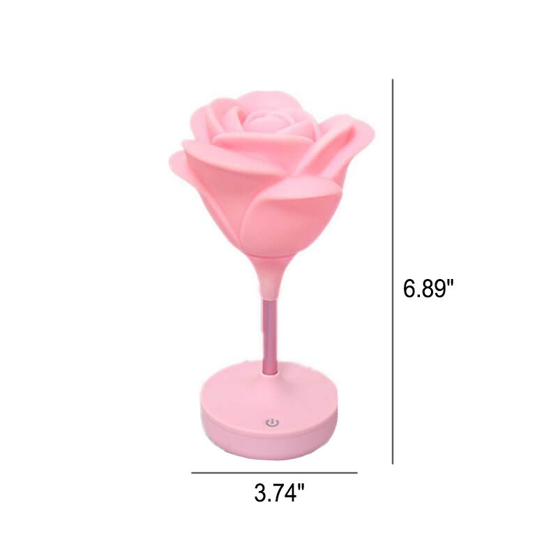 Creative Romantic Pink Rose USB Rechargeable Touch LED Night Light Table Lamp