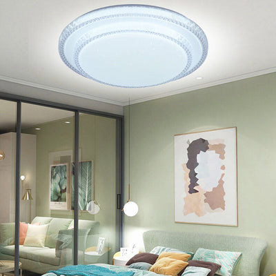 Modern Simple Round Thin Double Crystal LED Flush Mount Ceiling Light