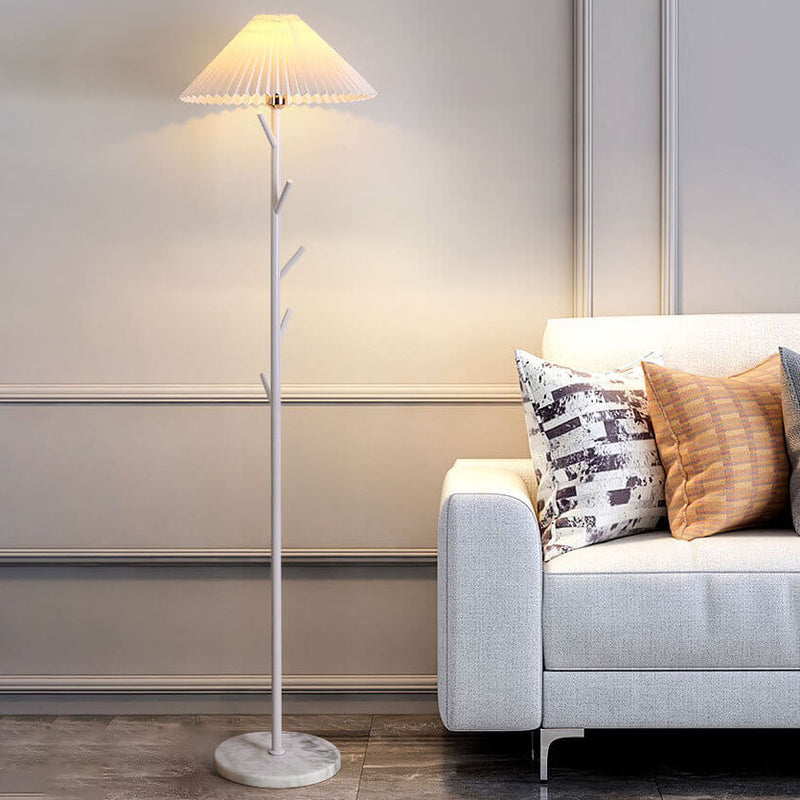 Nordische minimalistische plissierte Lampenschirm-Baum-Zweig-Stehlampe mit 1 Licht