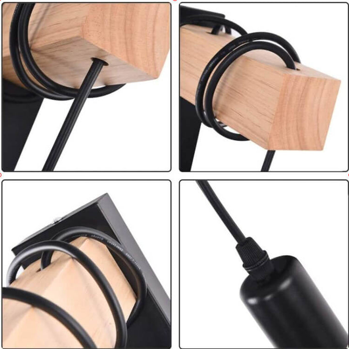 Abat-jour en plastique 1 lumière avec bras en bois et globe applique 