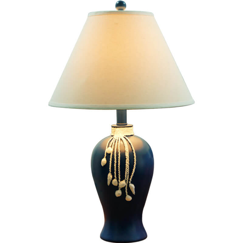 European Mediterranean Fabric Resin Base 1-Light Table Lamp