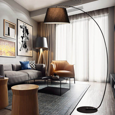 European Minimalist Solid Color Fishing Iron Fabric 1-Light Standing Floor Lamp