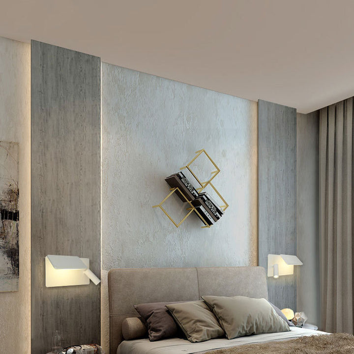 Moderne minimalistische quadratische LED-Wandleuchte aus Aluminium mit flachem Spot für Wohnzimmer &amp; Schlafzimmer 