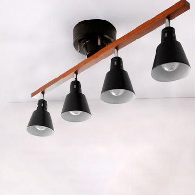 Japanische minimalistische einfarbige Holzeisen-4-Licht-Halbbündig-Einbauleuchte