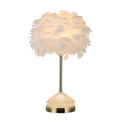 Modern Simple Feather Shade Diamond Acrylic Decorative 1-Light Table Lamp