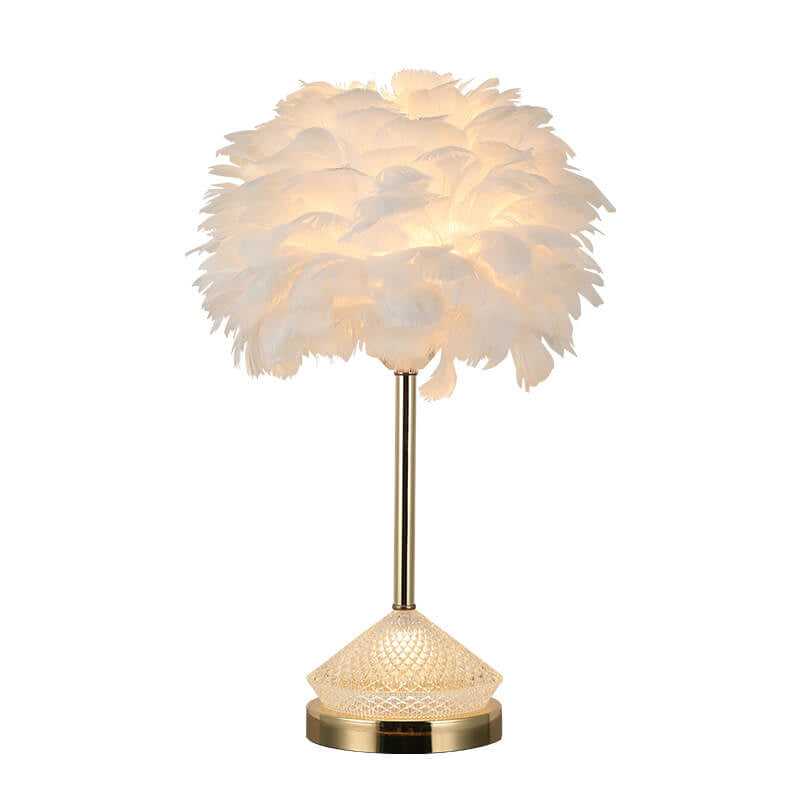 Modern Simple Feather Shade Diamond Acrylic Decorative 1-Light Table Lamp