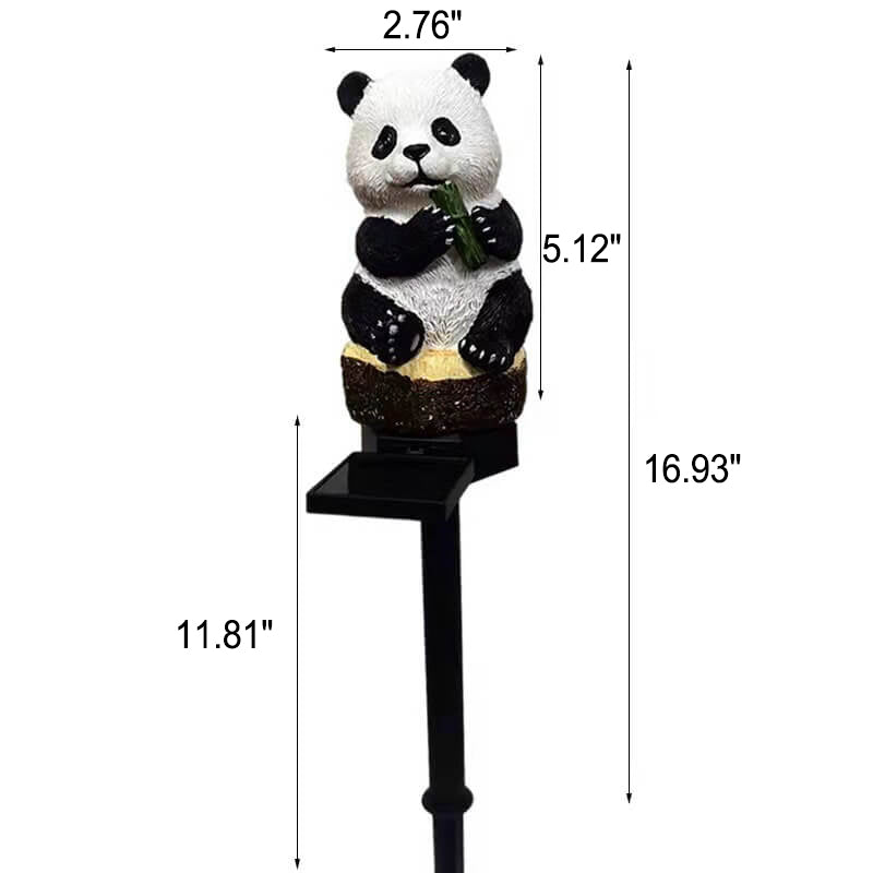 Solar Resin Panda Outdoor Waterproof Patio Decorative Ground Plug Light