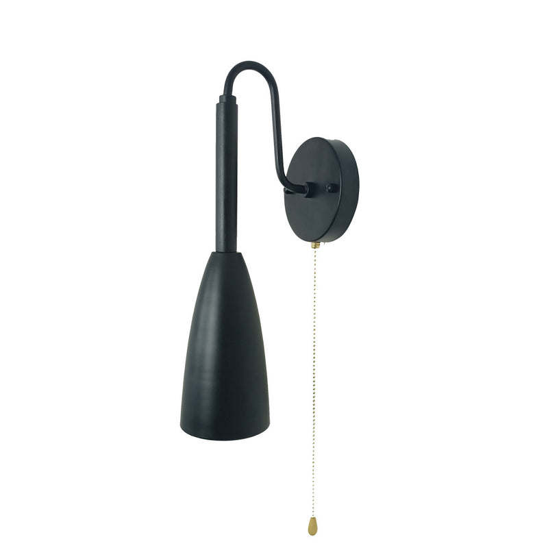 Modern Minimalist Pure Black Ironwood 1-Light Zipper Switch Wall Sconce Lamp