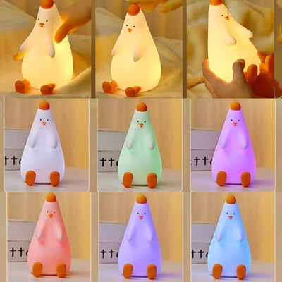 Kreative Cartoon Silikon Little Fat Chicken LED USB Pat Pat Nachtlicht Tischlampe 