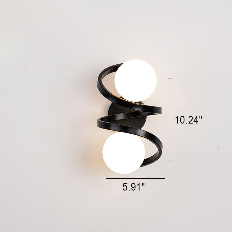 Moderne, minimalistische, runde, kugelförmige Glas-Wandleuchte mit 2 Leuchten 