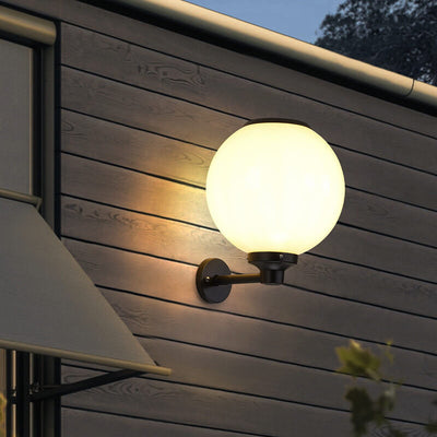 Modern Outdoor Solar Round Ball Waterproof LED Wall Sconce Lamp