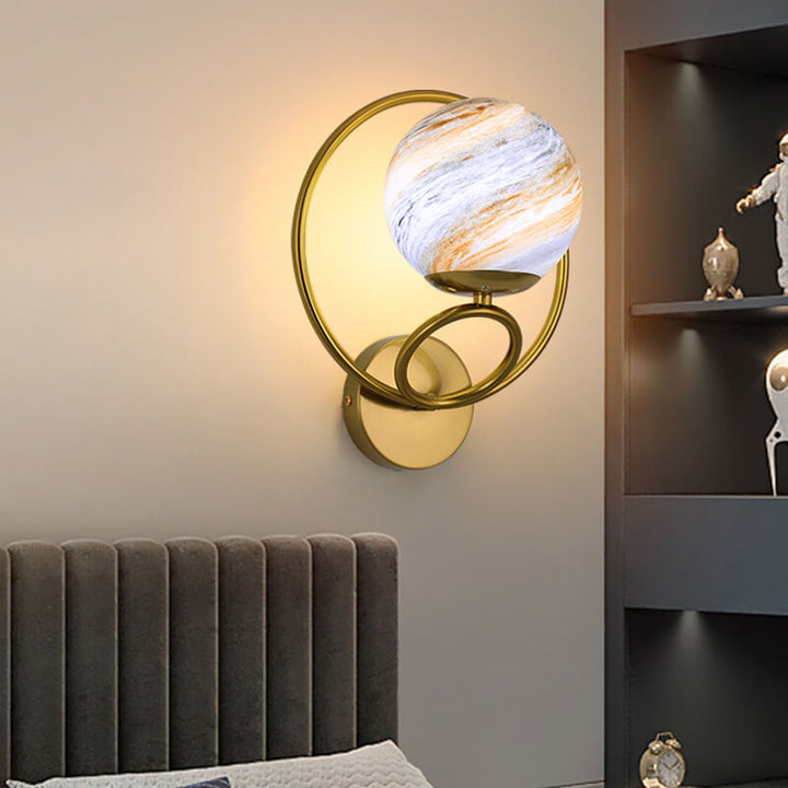Nordic Creative Circle Planet Glass Iron Applique Murale 1 Lumière 